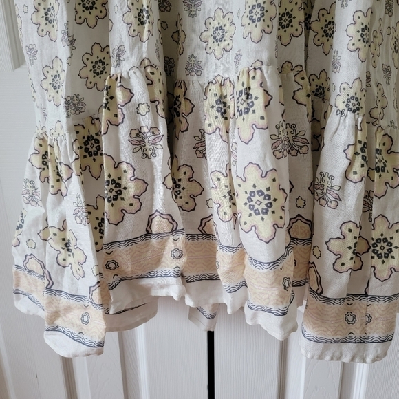 NWT Magaschoni Floral Linen Maxi Dress Cream L Large Summer Flower Cottagecore - Picture 8 of 12